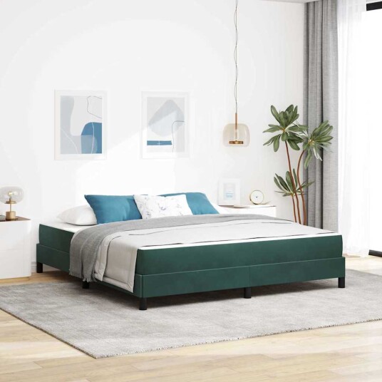Kontinentalseng med madrass Mørkegrønn 180 x 200 cm Fløyel