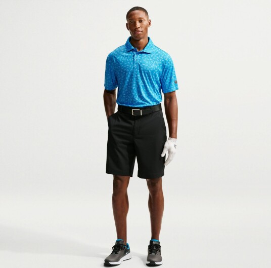 Nike M Par 5 Polo Micro Print 2 Golf pologenser herre Aurora Blue Small Nike M Par 5 Polo Micro Print 2 Golf pologenser herre Aurora Blue Small
