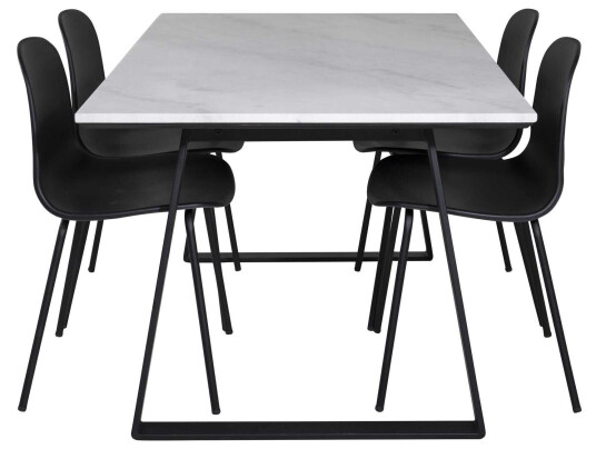 Venture Design Estelle & Arctic spisegruppe Hvit/svart 4 st stoler & bord 140 x 90 cm