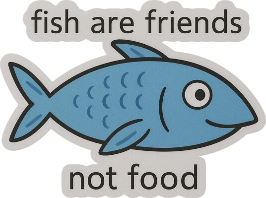 Klistremerke Fisk Er Venner Ikke Mat 4 Klistremerker