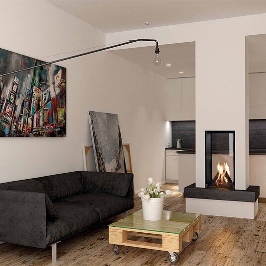 M-Design True Vision 550DV svart gasspeis - tunnelpeis med gjennomsyn
