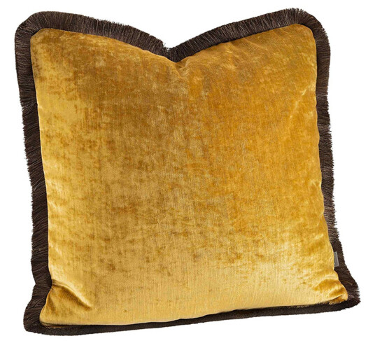 Garda Velvet putetrekk med frynser, cognac