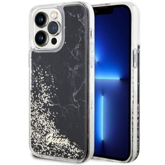 Guess Guhcp14xlcsgsgk Iphone 14 Pro Max 6,7" Juodas/Juodas Kietas Deklas Liquid Glitter Marble