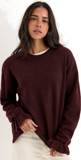 Pieces Pcsally Ls Frill Cuff Knit Noos Bc Burgundy XL