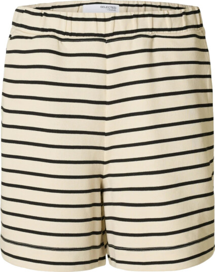 Selected FEMME - Shorts slfElise HW Striped Shorts - Svart