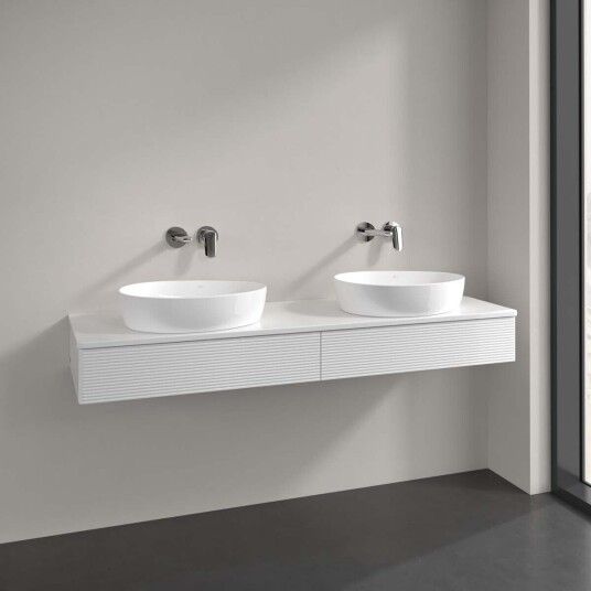 Villeroy & Boch Antao Servantskap med 2 skuffer 160x50x19 cm u/lys Hvit Høyglans Villeroy & Boch Antao Servantskap med 2 skuffer 160x50x19 cm u/lys Hvit Høyglans