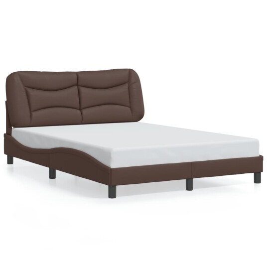Sengeramme med LED-lys brun 120x200 cm kunstig lær 8721012356375