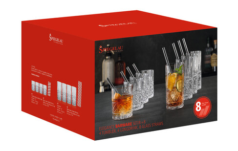 SPIEGELAU Elegance 8 glass med sugerør 445ml