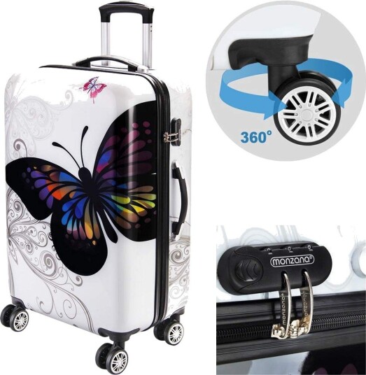 B2X Transportkoffert Hardskallkoffert 98L Sommerfugldesign ABS-plast