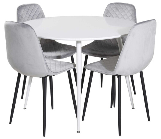 Venture Design Plaza & Polar spisegruppe Hvit/grå 4 st stoler & bord 100 cm