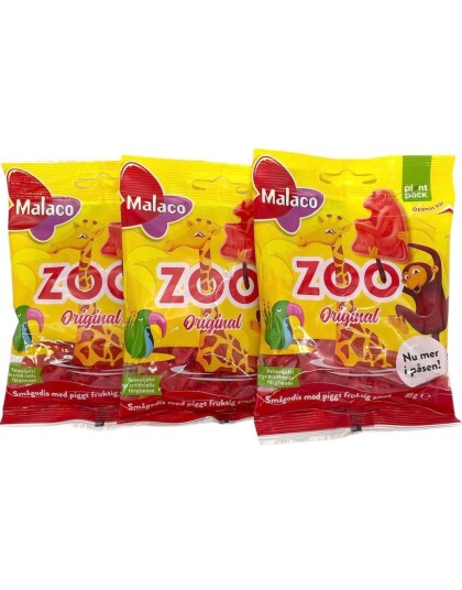 28 stk Poser med Malaco Zoo Original Hel Eske 2,26 kg