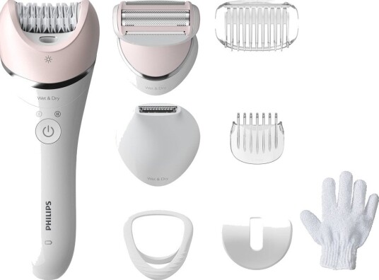 Philips Epilator Series 8000 BRE721/00 Wet & Dry 15V/5,4W, 40min Hvit/Rosa