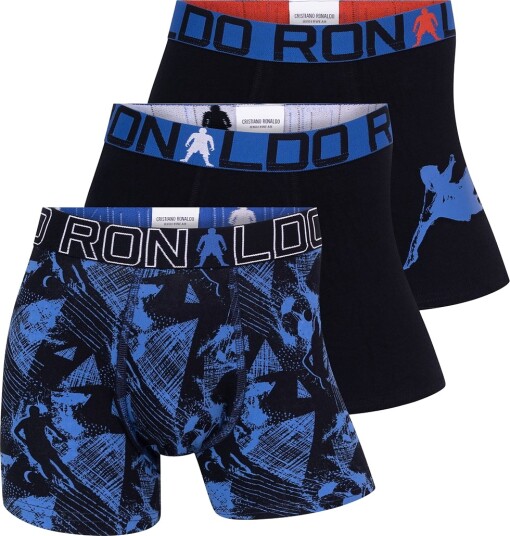 Ronaldo Boxershorts   3 pack   Svart/Blå m. Trykk   JBS   13 15 år 158 170   Boxershorts