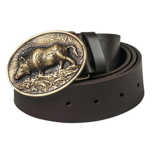 Leather belt ,buckle with decorative wild boar theme 38 mm wide 130 cm 130cm Leather belt ,buckle with decorative wild boar theme 38 mm wide 130 cm 130cm