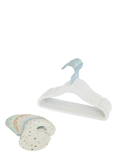 3 Sprouts Sett Fløyelshengere 15 Stk Og Skapdeler 8 Stk Cream/terrazzo White One Size