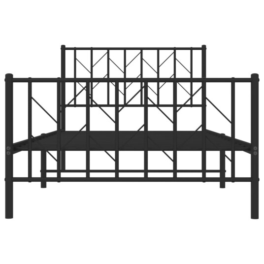 vidaXL Sengeramme i metall med hode- og fotgavl svart 100x190 cm 8721012249820