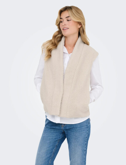 JDY Jdybirdy Life Teddy Open Vest Otw Noos - Cream - M/L