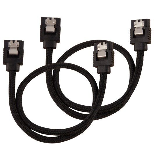 CORSAIR Premium Sleeved SATA Data Cable Set with Straight Connectors_ Black_ 30cm CORSAIR Premium Sleeved SATA Data Cable Set with Straight Connectors_ Black_ 30cm