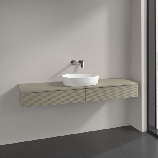Villeroy & Boch Antao Servantskap med 2 skuffer 160x50x19 cm m/lys Steingrå Matt