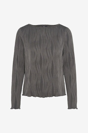 Pieces Topp pcnAnnika LS Boatneck Top BC Grå