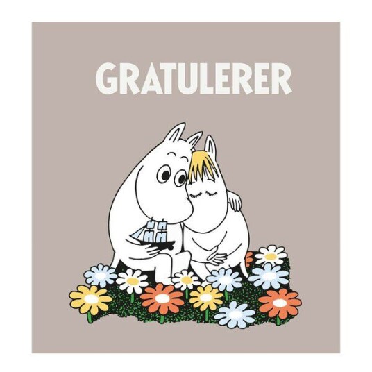 Moomin Mummi kort dobbelt 75x75 cm Gratulerer beige
