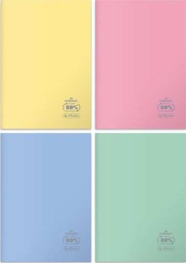 Herlitz Notatbok A4/60K Ruter Eco* Pp Pastellfarger 5 Stk