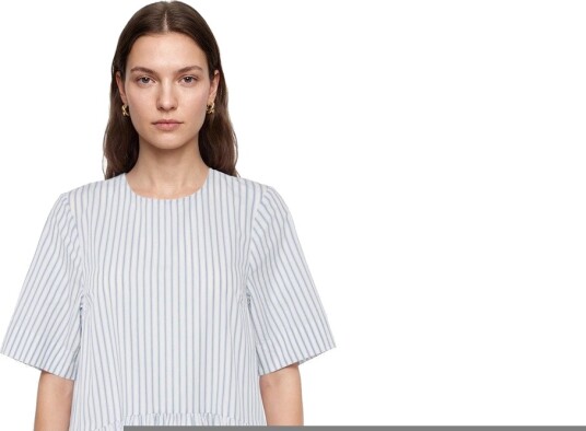 Ganni Striped Organic Cotton Mini Dress White 38 Ganni Striped Organic Cotton Mini Dress White 38