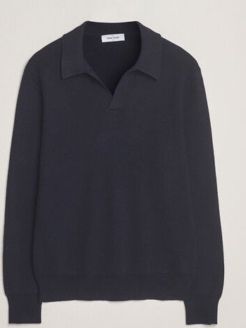 Gran Sasso Merino Knitted Polo Navy