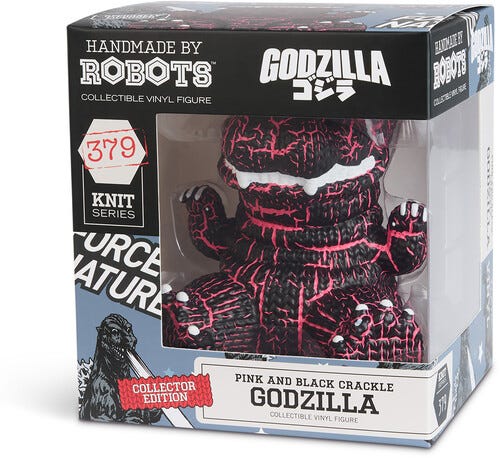 Handmade by Robots  Godzilla #379 Pink & Black Crackle