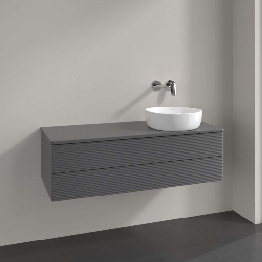 Villeroy & Boch Antao Servantskap med 2 skuffer 120x50x36 cm u/lys Antrasitt Matt Villeroy & Boch Antao Servantskap med 2 skuffer 120x50x36 cm u/lys Antrasitt Matt