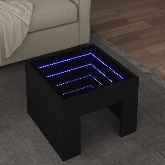Salongbord med Infinity LED svart 40x40x30 cm 847596