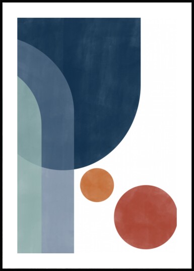 Geometric Blue Orange Abstract Plakat / 100x150