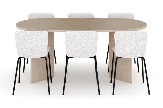 Other Brand Dano Spisebord 180 cm med 6 Katy Spisestoler Travertin / Hvit