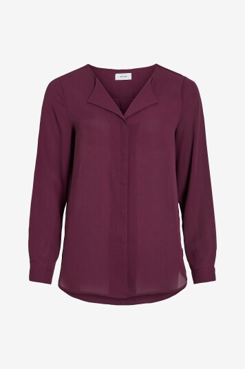 Vila - Bluse viLucy L/S Shirt - Rød Vila - Bluse viLucy L/S Shirt - Rød
