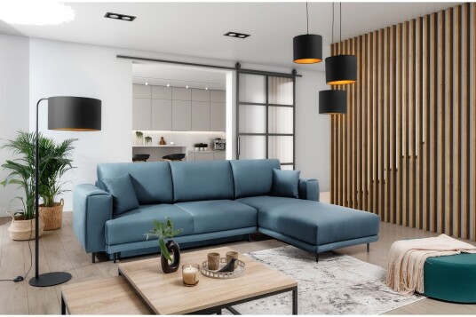 Hopland 3 seters Sovesofa m. Divan med Oppbevaring Blå