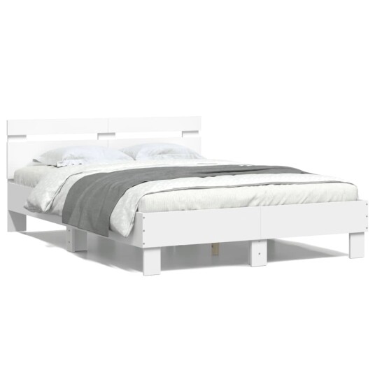 vidaXL Sengeramme med hodegavl hvit 135x190 cm konstruert tre 8721012246584