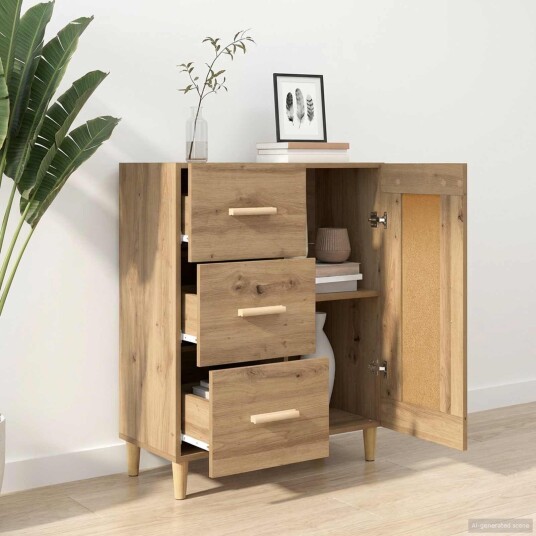 vidaXL Serviesskap Artisan eik 69,5 x 34 x 90 cm Konstruert tre