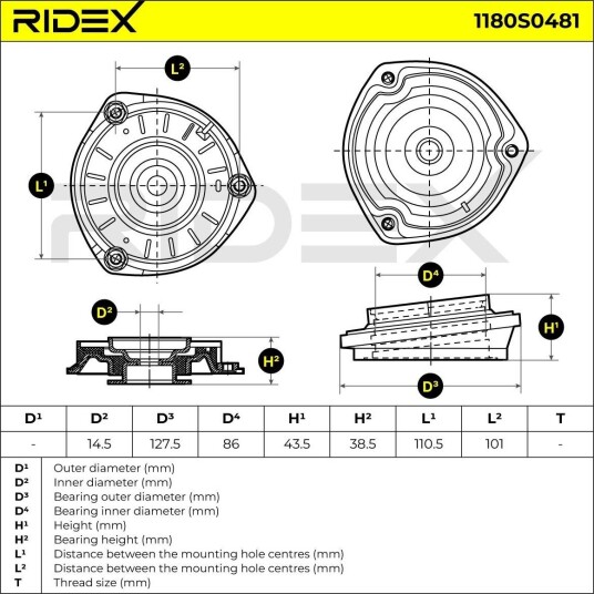 RIDEX 1180S0481 Fjærbeinslager