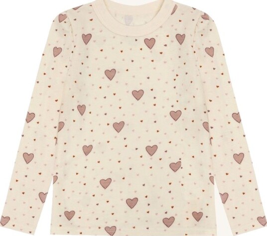 Hust & Claire Abba Hearts Puff ull/bambus trøye til barn - off white (134)
