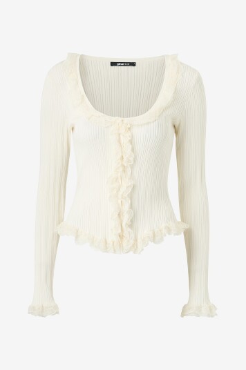 Gina Tricot Kardigan Knitted Lace Cardigan Natur