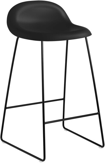 Gubi - 3d Counter Stool Unupholstered Black Sledge Base Top Midnight Barstoler Svart Metall/plast