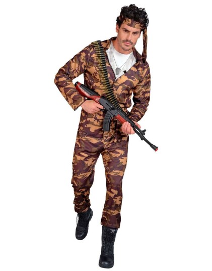 Brunt Soldat Kostyme XL