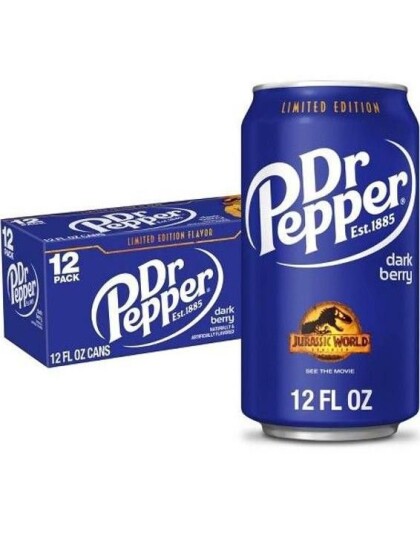 12 stk Dr. Pepper Dark Berry 355 ml USA Import   Hel Eske
