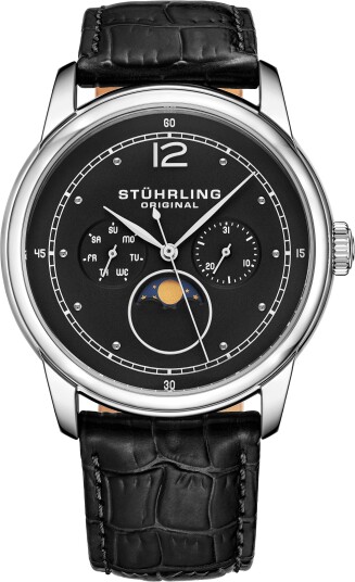 Stührling Original Herreklokke 898.02 Symphony Sort/Lær Ø39 mm Stührling Original Herreklokke 898.02 Symphony Sort/Lær Ø39 mm