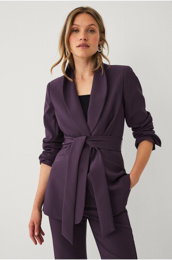 Ellos Collection Blazer med slips og sjalkrage Lilla