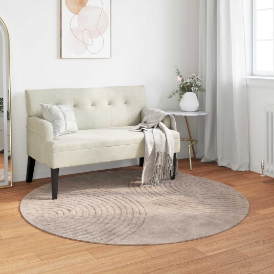 Områdetepper Rund GALATI Beige Ø 200 CM Polyester Områdetepper Rund GALATI Beige Ø 200 CM Polyester
