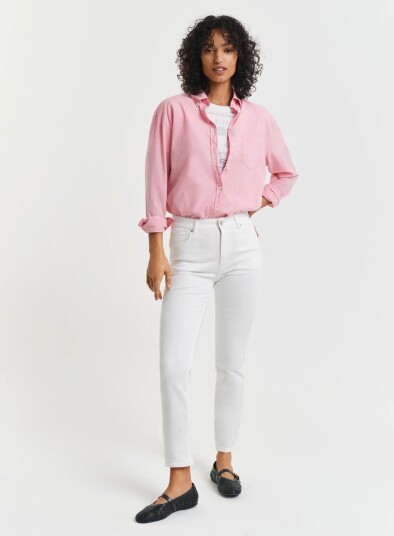GANT Slim Cropped White Jeans   Cream   30