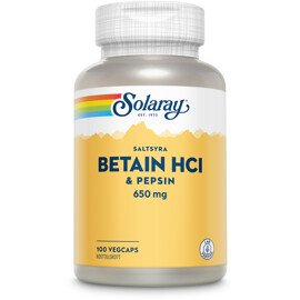 Solaray Betain HCI & Pepsin 100 kapsler