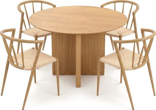 Edda spisegruppe rund 110 cm eik med 4 Winston spisestoler Eik Edda spisegruppe rund 110 cm eik med 4 Winston spisestoler Eik
