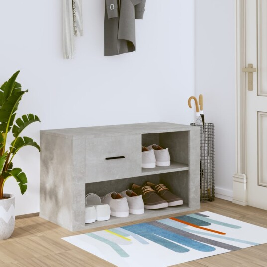 vidaXL Skoskap betonggr? 80x35x45 cm konstruert tre